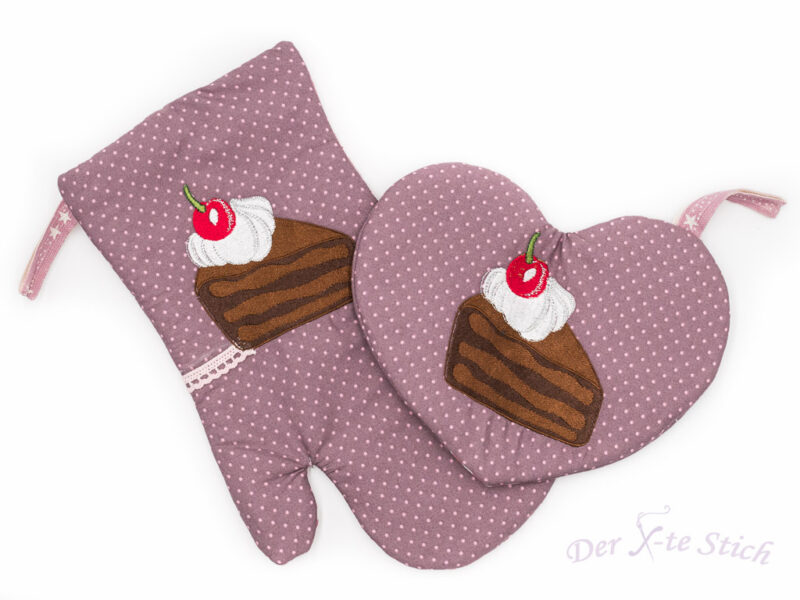 Topflappen und Ofenhandschuh Set "Cake"
