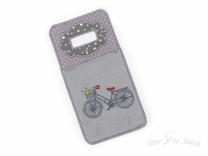 Bestickte Smartphone-Ladetasche "Fahrrad"