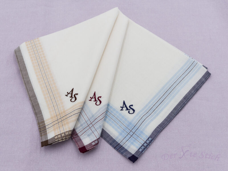 3er Set Taschentuch mit Stickerei